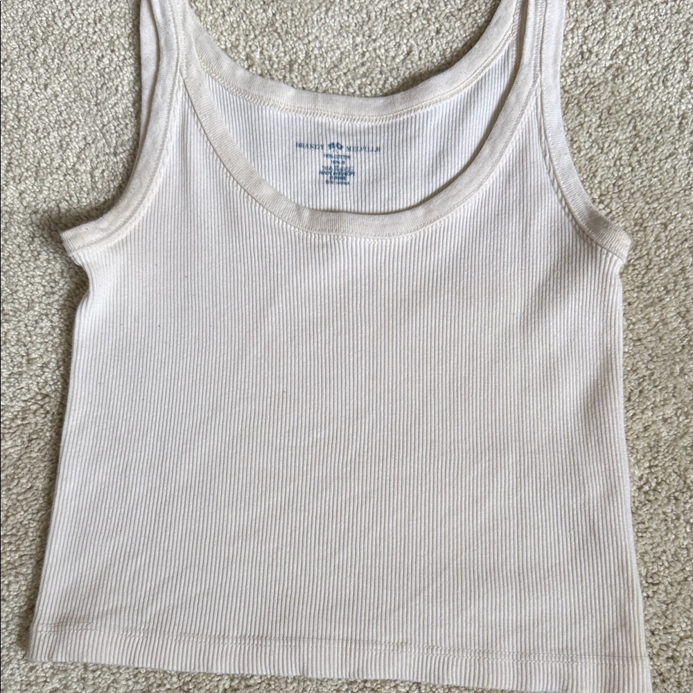 Brandy Melville White Ribbed Tank Top, OS